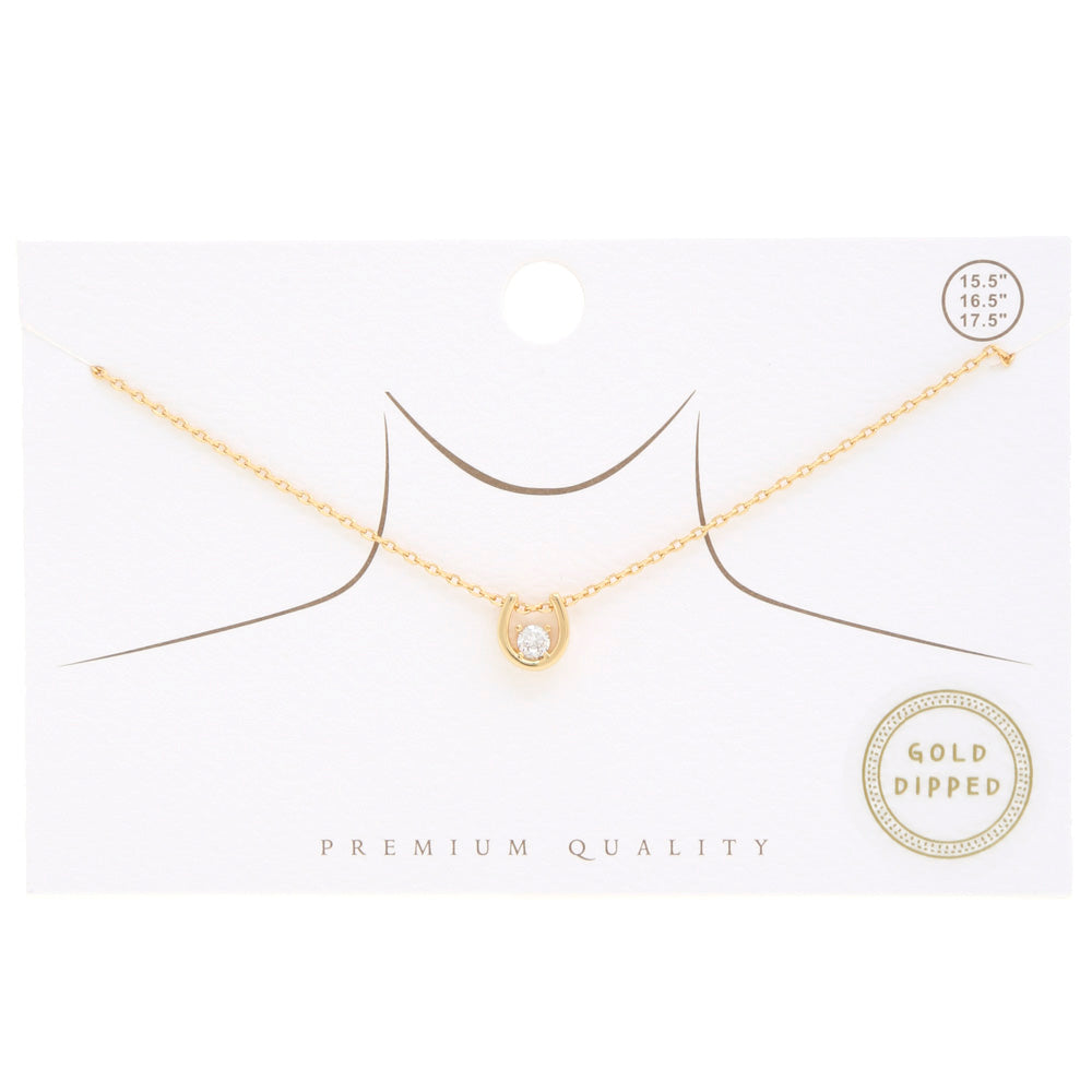 Crystal Horseshoe Charm Necklace