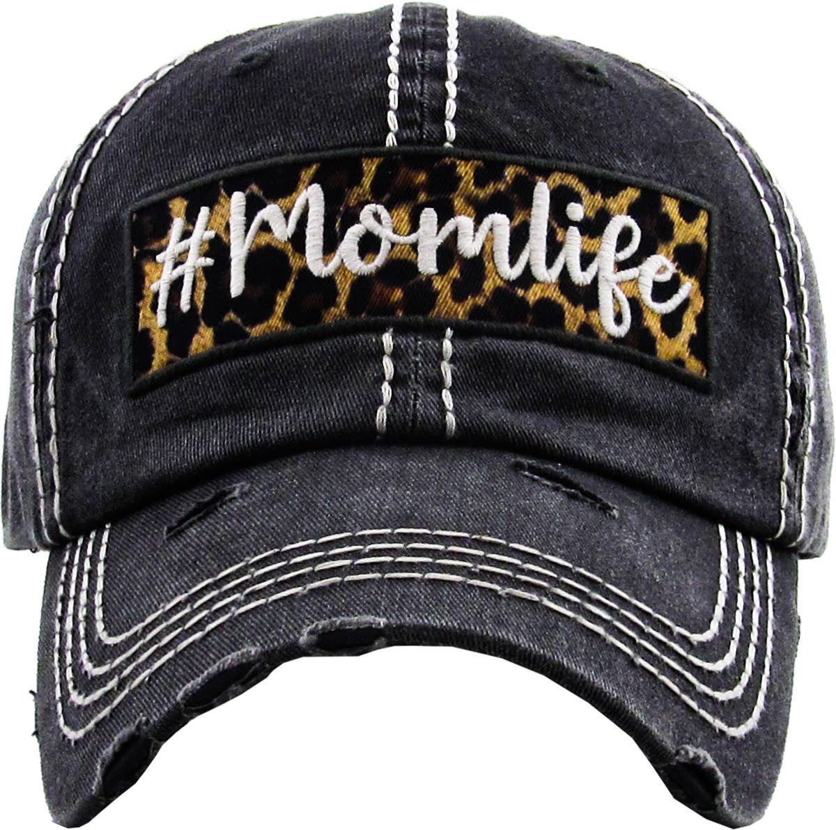 #Momlife Leopard Vintage Ballcap (Hot Pink)
