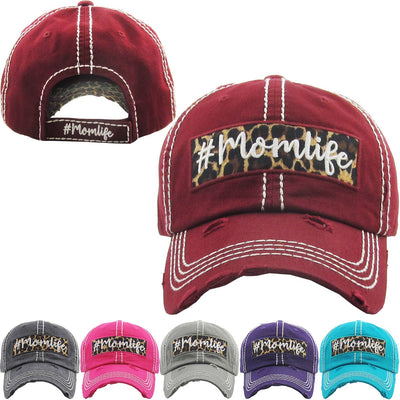 #Momlife Leopard Vintage Ballcap (Hot Pink)