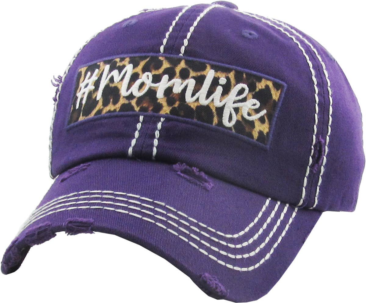 #Momlife Leopard Vintage Ballcap (Hot Pink)