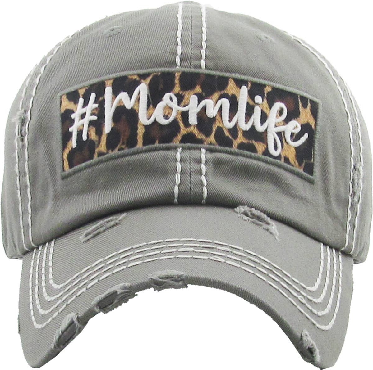 #Momlife Leopard Vintage Ballcap (Hot Pink)