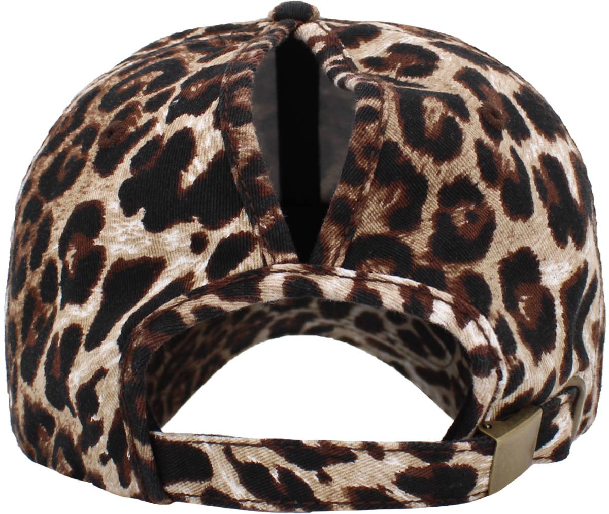 Classic Smooth Cotton Ponytail Ballcap: Leopard