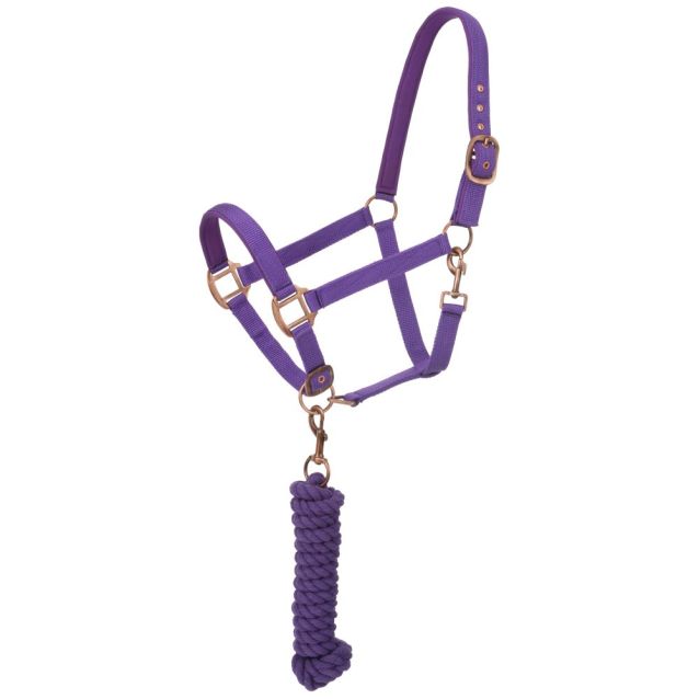 Tough 1 - Padded Horse Halter with Antique Hardware and Lead Rope