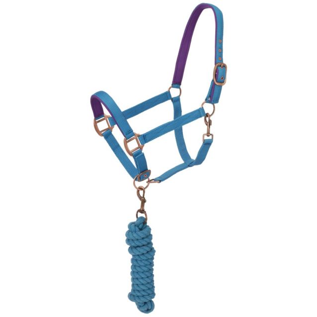 Tough 1 - Padded Horse Halter with Antique Hardware and Lead Rope