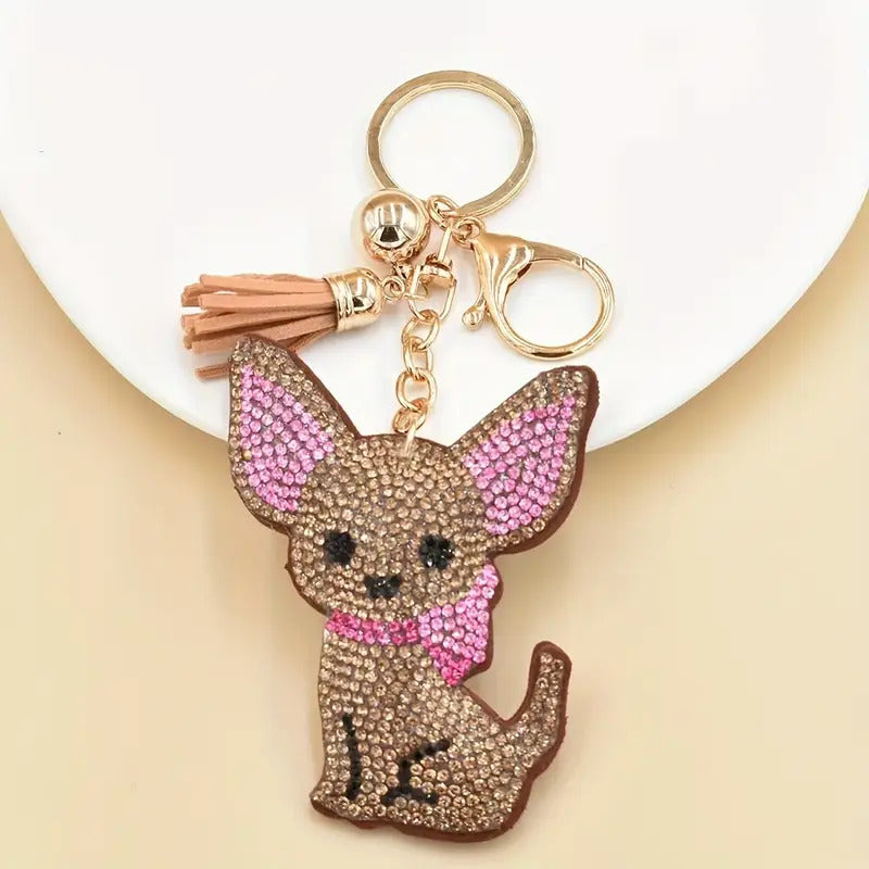 Rhinestone Chihuahua Keychain