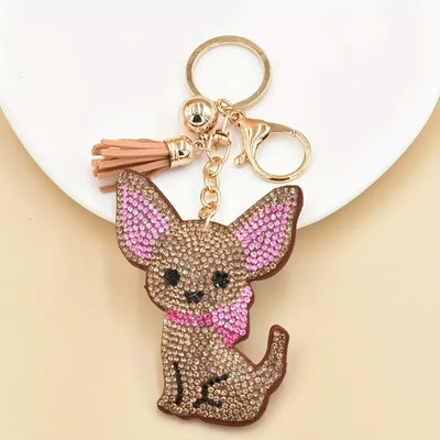 Rhinestone Chihuahua Keychain