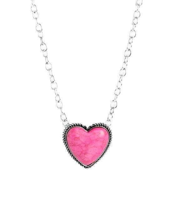 Pink Stone Heart Necklace