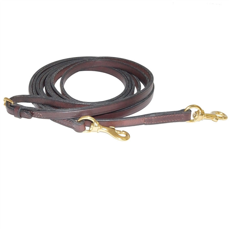 Flat Leather Draw Reins with Snaps 5/8" x 95"