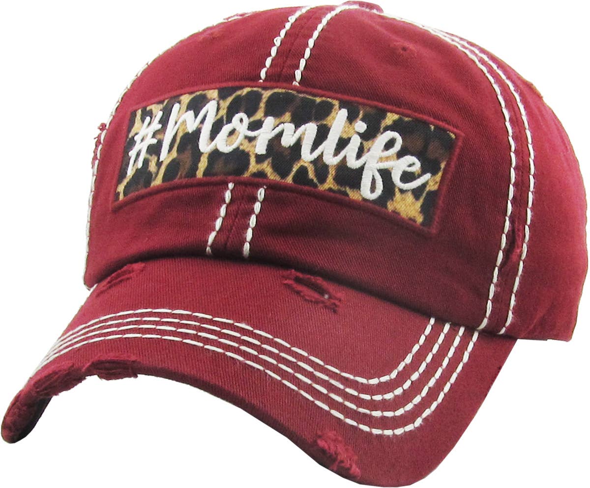 #Momlife Leopard Vintage Ballcap (Hot Pink)