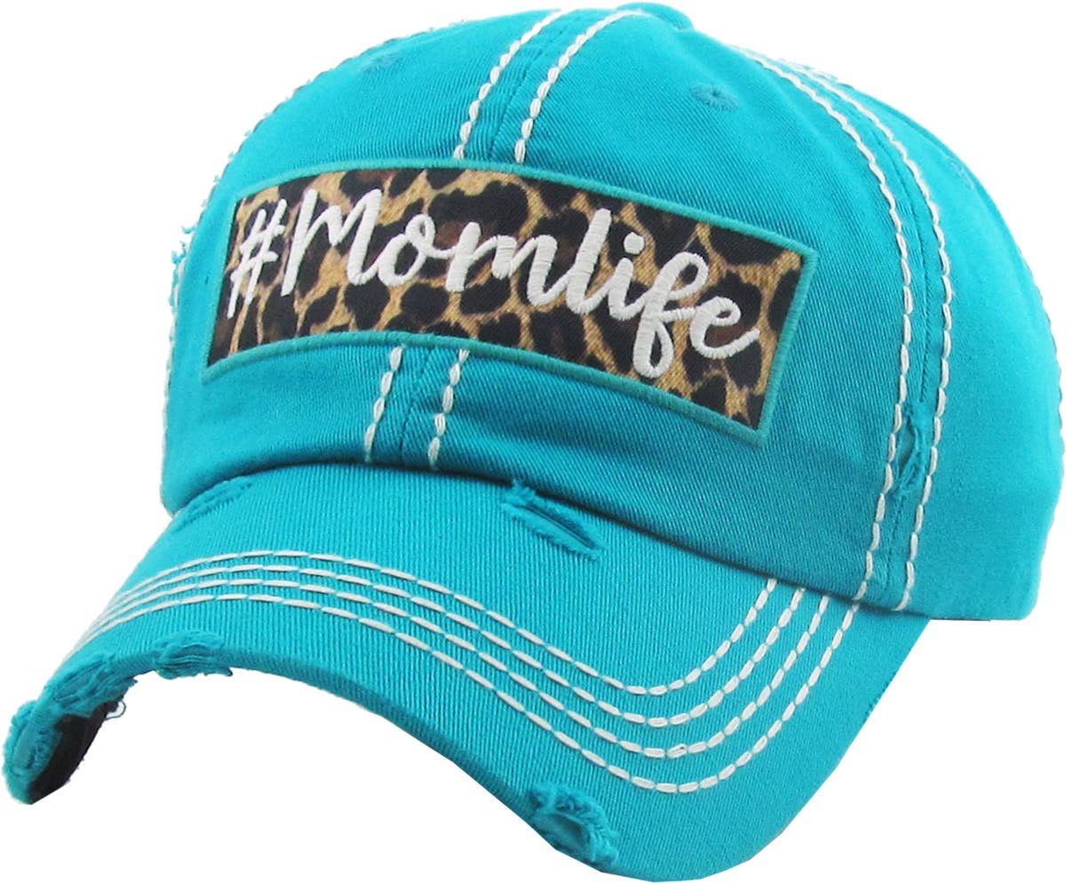 #Momlife Leopard Vintage Ballcap (Hot Pink)