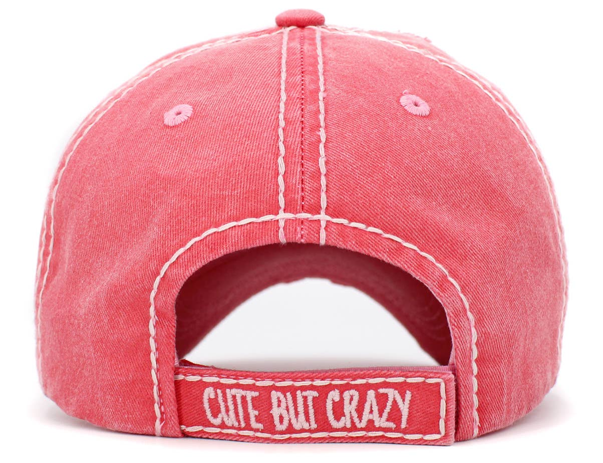 Cute But Crazy Vintage Ballcap: Hot Pink