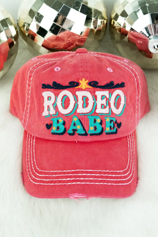 DISTRESSED SALMON 'RODEO BABE' CAP