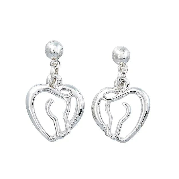 AWST Int'l Horse Head Heart Earrings with Horse Head Giftbox