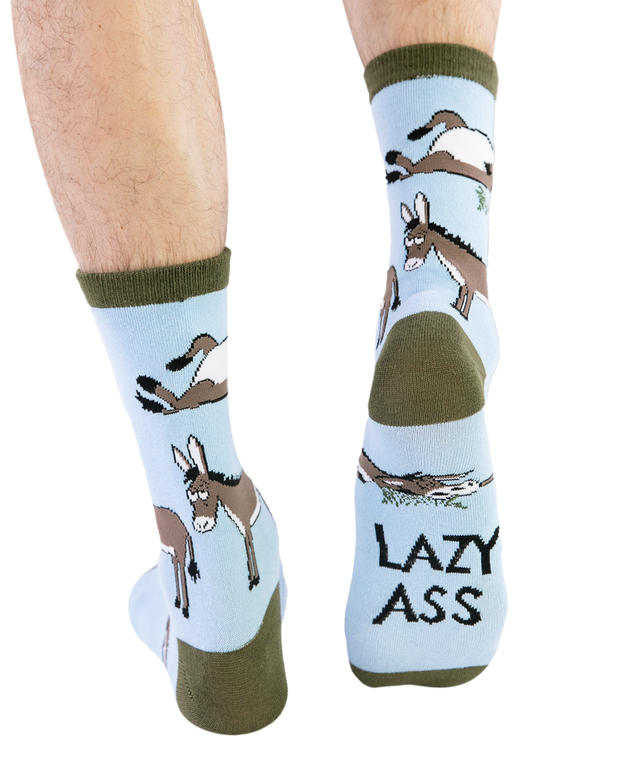 Lazy One - Lazy A$$ Donkey Blue Crew Sock (Multiple Sizes)