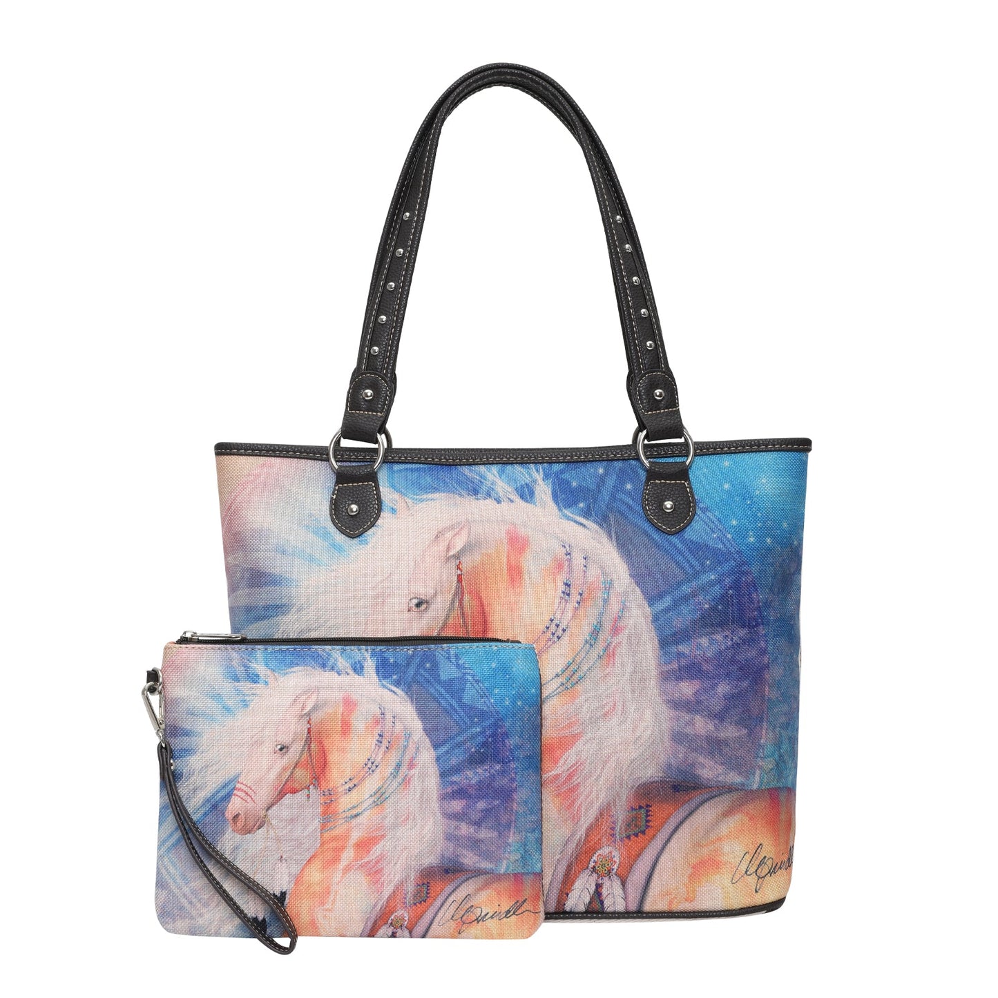 Montana West Horse Canvas Tote Bag with Wristlet $29.99 $36.99