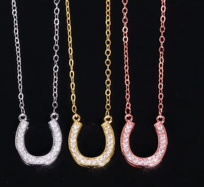 Zircon Inlaid Horseshoe Necklace