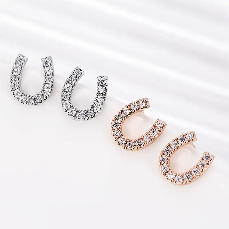 Rhinestone Horseshoe Earrings (2 Sizes)