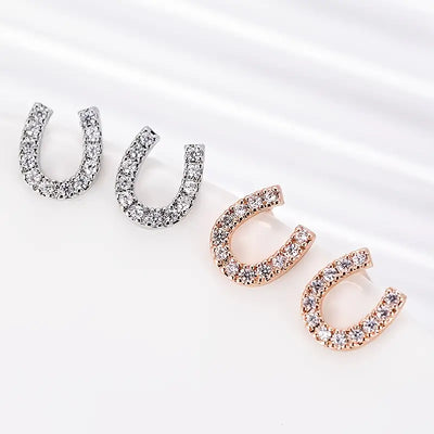 Rhinestone Horseshoe Earrings (2 Sizes)