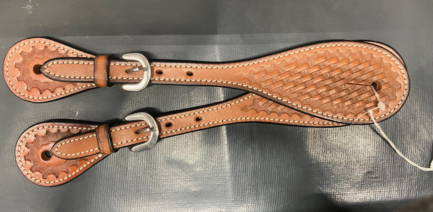 Woven Patterned Leather Adult Spur Straps