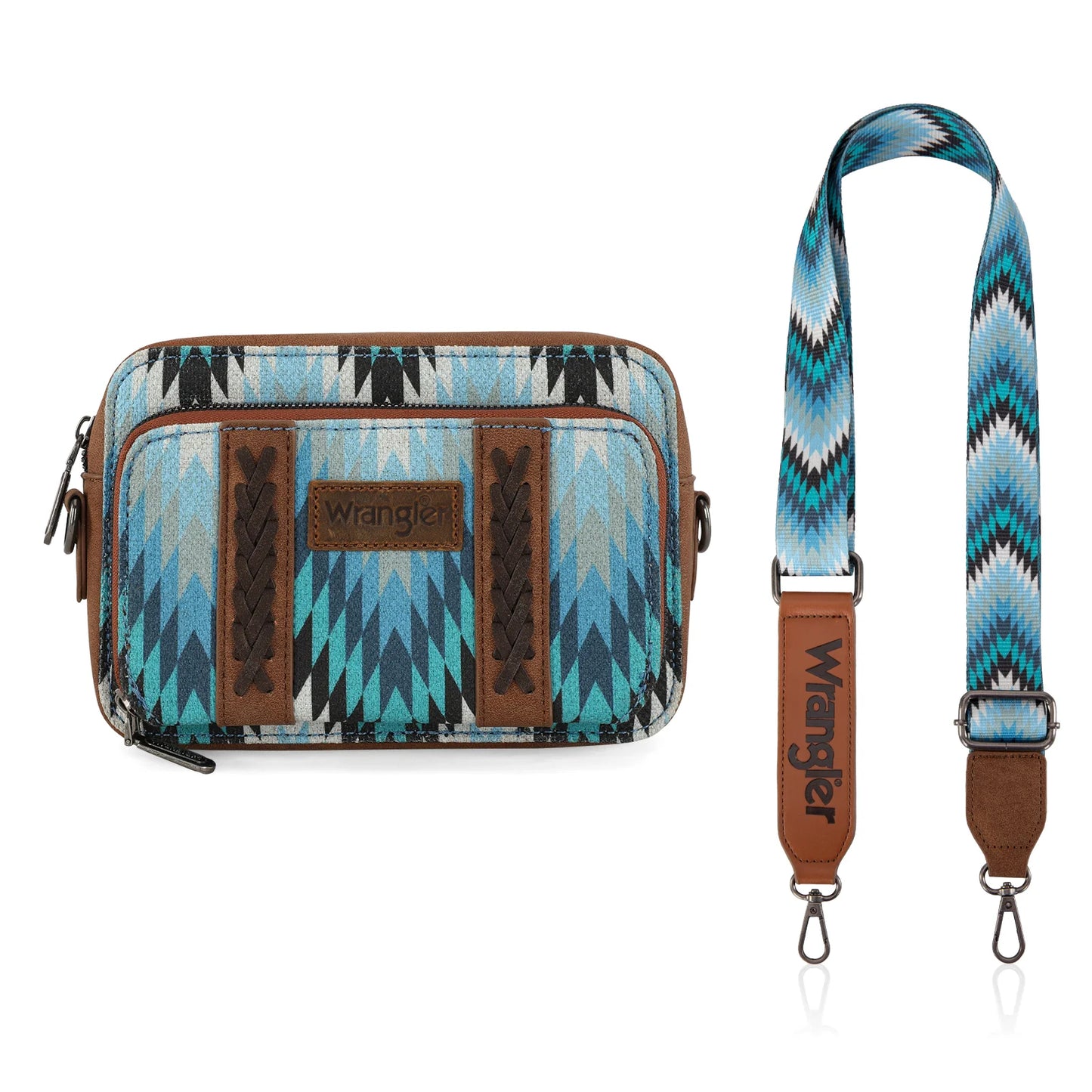 Montana West - Blue Southwestern Pattern Crossbody with Wallet Compartment