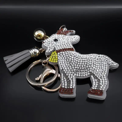 Rhinestone Goat Keychain