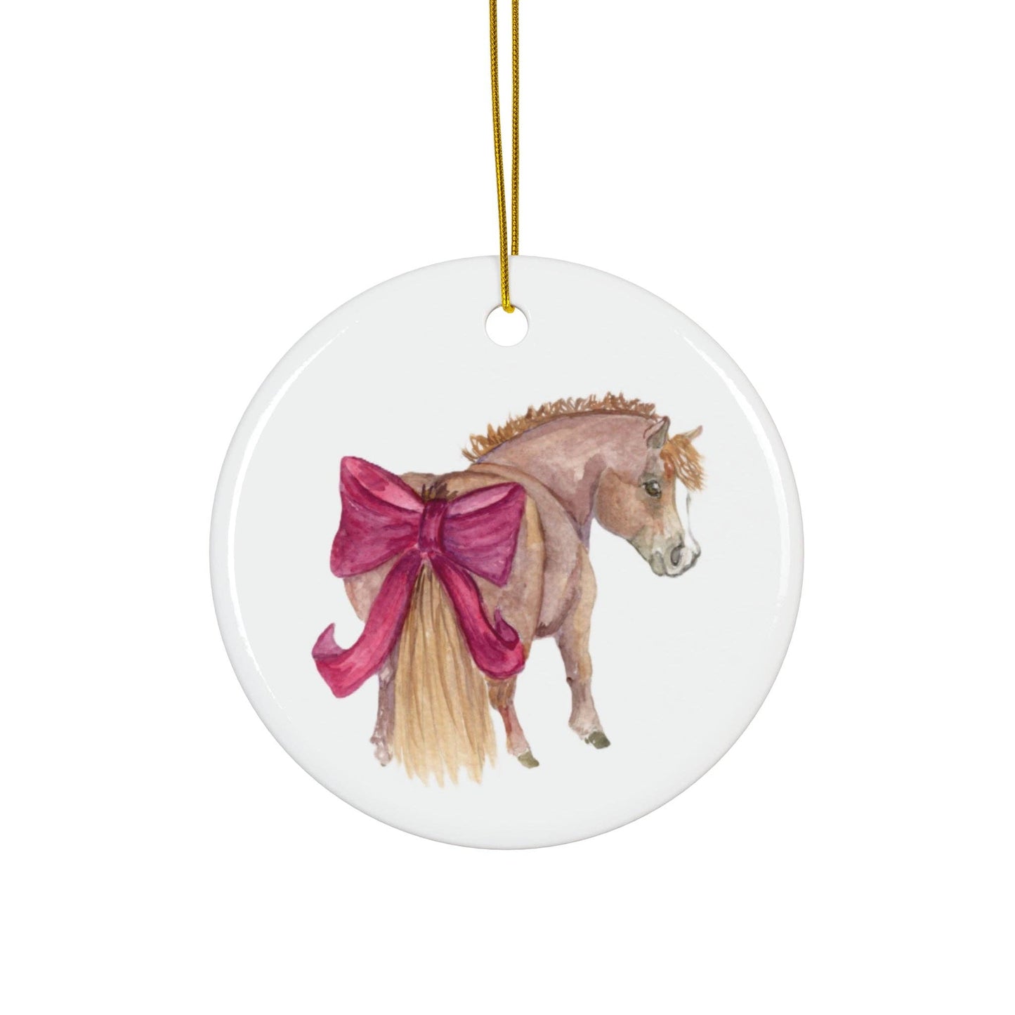 Adorable Chubby Ponies Holiday Ornament: Little Miss Clover - Grey Pony with Clover