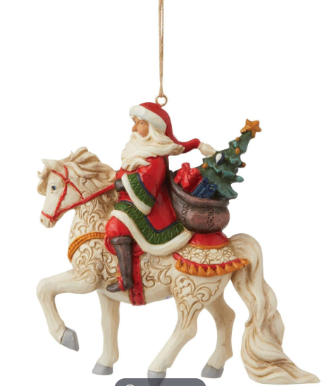 Santa Riding White Horse Ornament