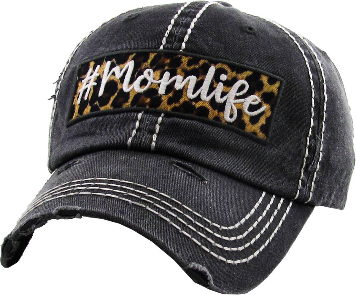 #Momlife Leopard Vintage Ballcap (Hot Pink)