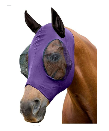Stretch Bug Eye Saver with Ears, Purple/Black Horse
