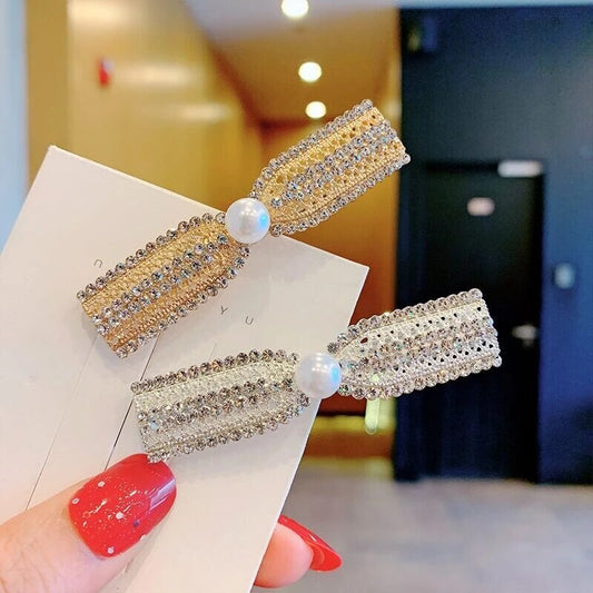 Rhinestone Hairpin Extravagant Pearls Metal HairClip