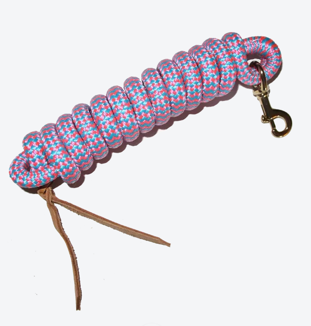 Cowboy Lead 5/8" x 9' w/ BP Bolt Snap, Leather Popper / 2 Tone Colors (Multiple Colors Available)
