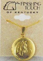 The Finishing Touch - Round Locket With Engraved Horse Head Necklace