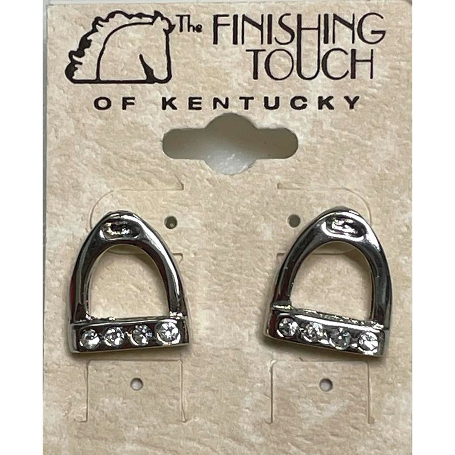 The Finishing Touch - Stirrup Earrings With Crystal Stone (Silver)
