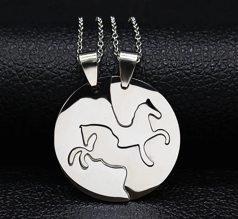 2 Piece Horse Cutout Friendship Necklace