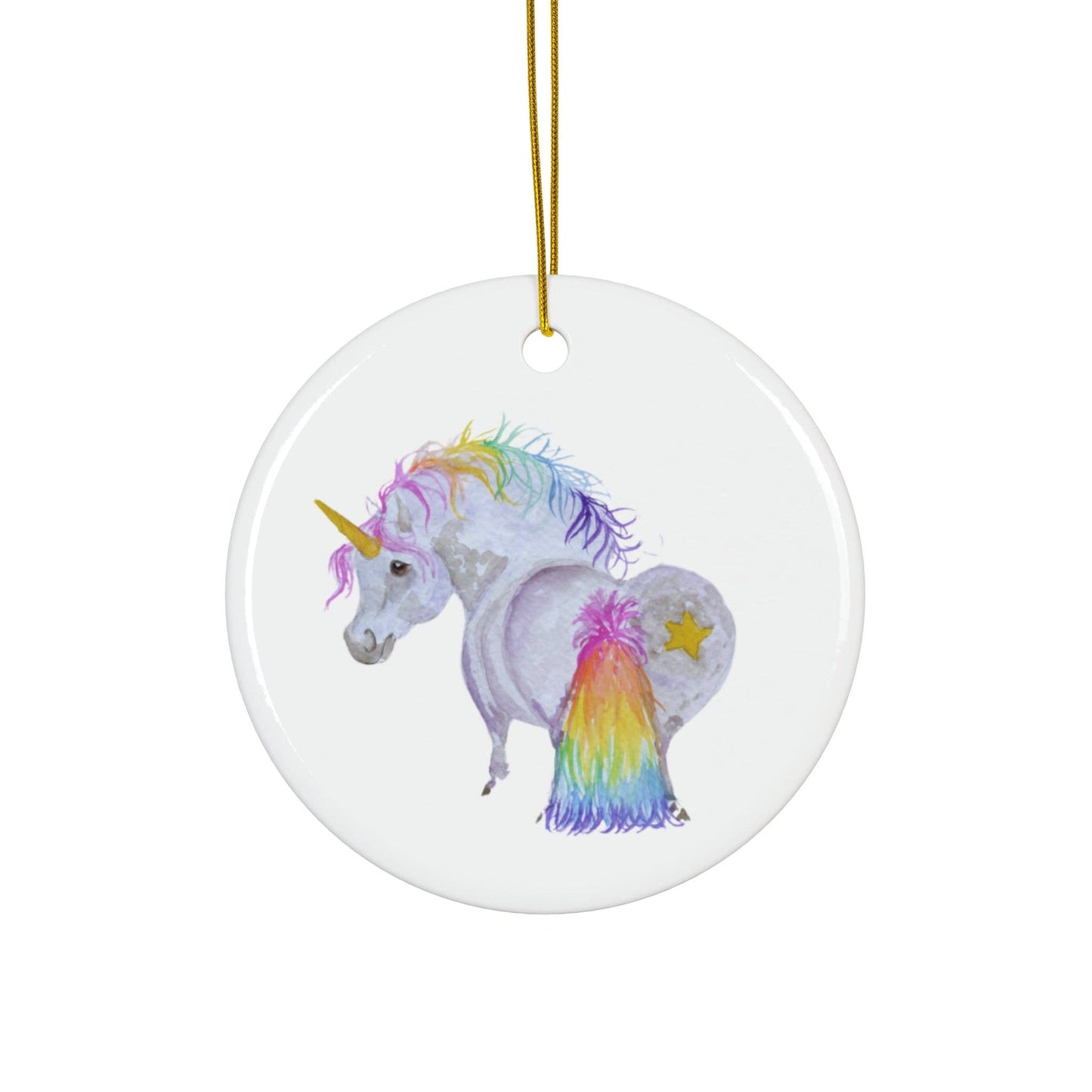 Adorable Chubby Ponies Holiday Ornament: Adorable Little Punk Rock- Grey pony Rainbow Mohawk
