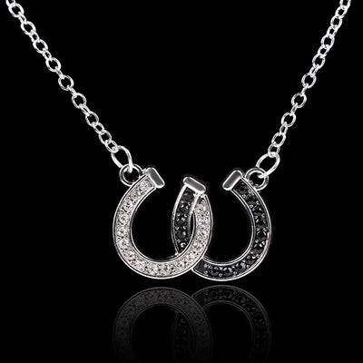 Rhinestone Double Horseshoe Necklace