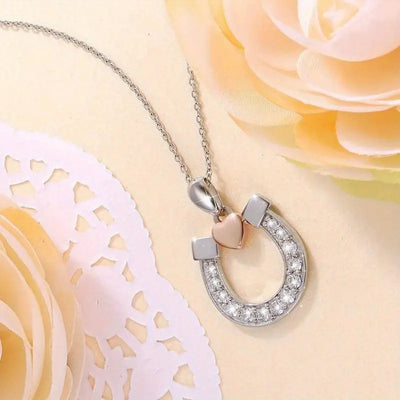 Diamond Horseshoe with Heart Necklace
