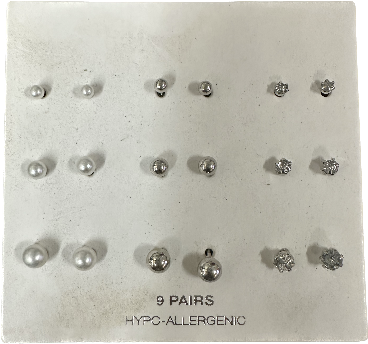 HYPO-ALLERGENIC Stud Earrings 9 Pair