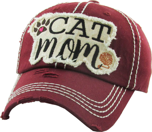 CAT MOM WASHED VINTAGE BALL CAP