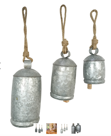 Set of 3 Rural School Bells-Galvanized