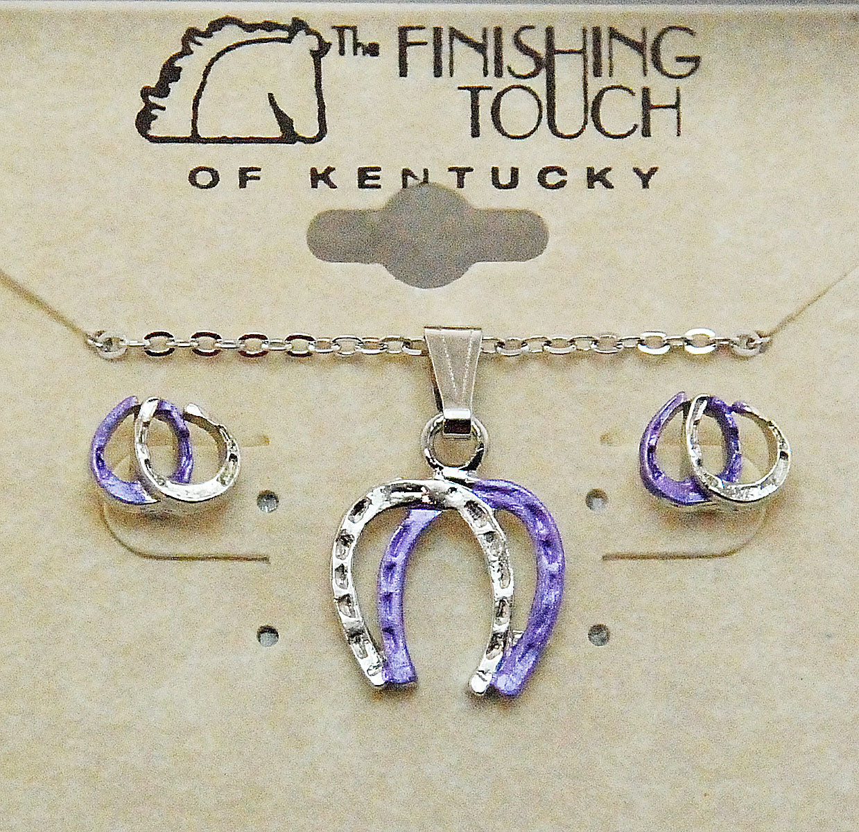 Finishing Tough - Purple and Silver Double Horseshoe Necklace Set