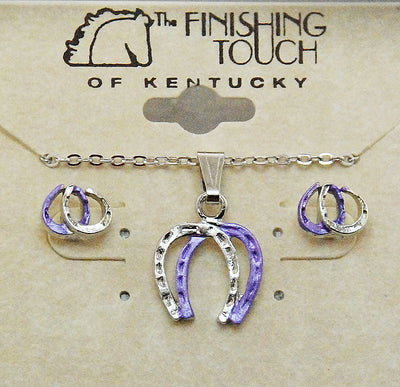 Finishing Tough - Purple and Silver Double Horseshoe Necklace Set