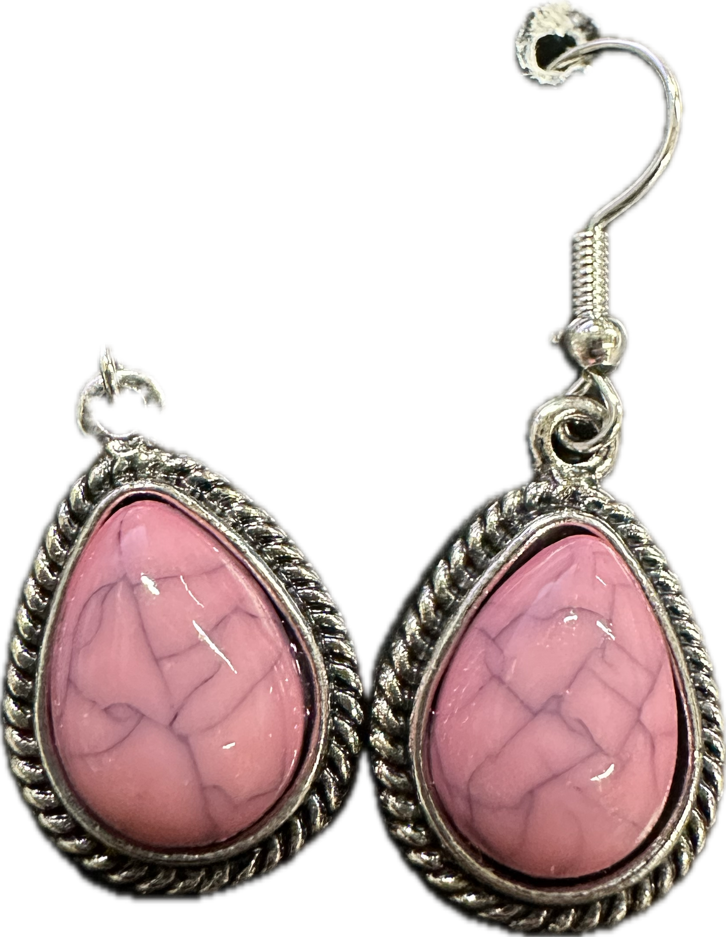 Silver & Turquoise Or Pink Teardrop Earrings