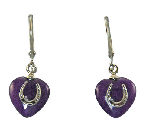 The Finishing Touch Purple Heart and Horseshoe Earrings