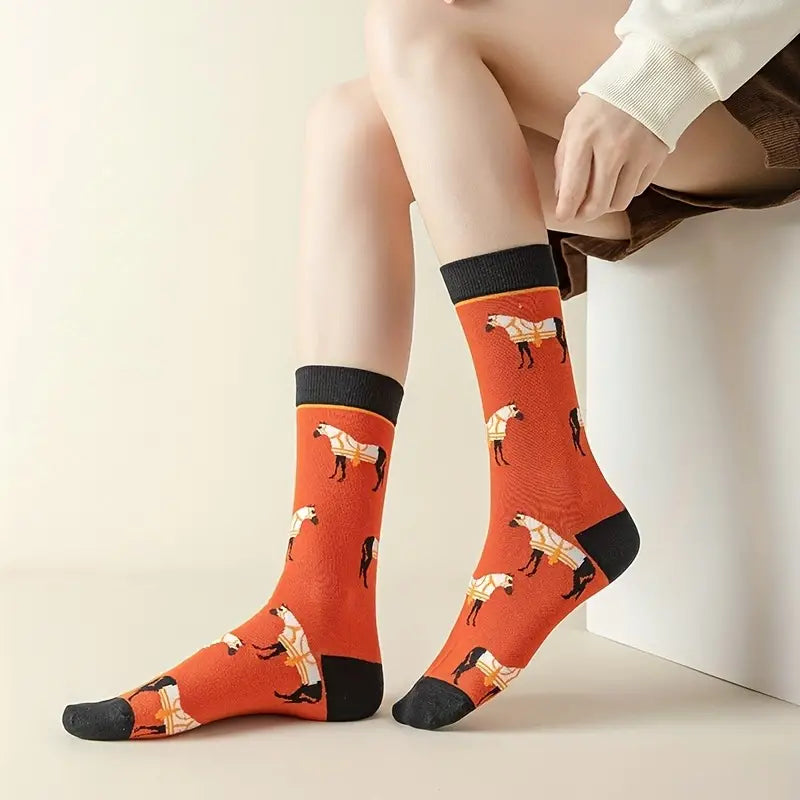 Cartoon Horse Print Socks