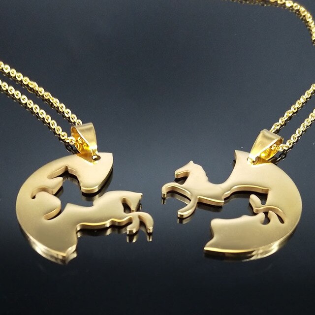 2PCS Horse Stainless Steel Chain Necklace (Friendship Necklace)