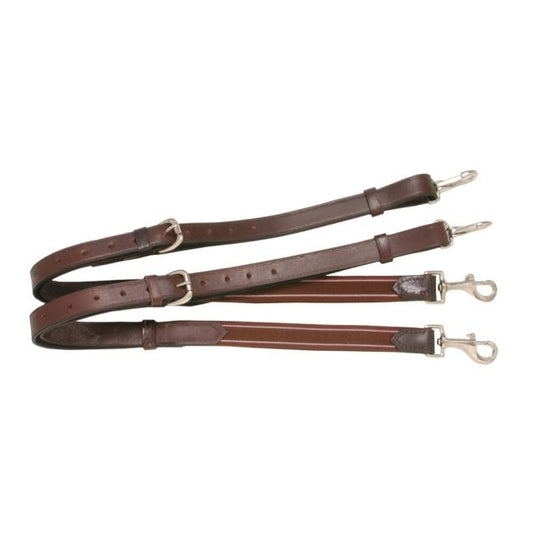 TOUGH1 LEATHER SIDE REINS WITH ELASTIC ENDS