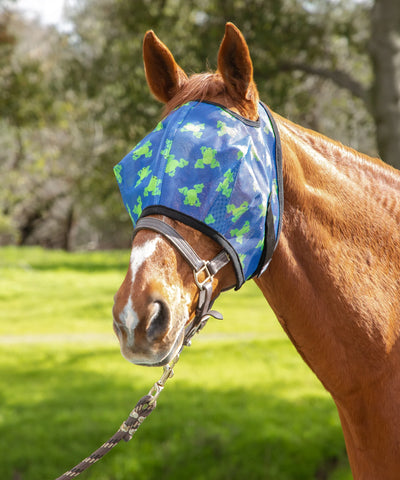 Flying Frogs Blue Frog Fly Mask with Fleece Binding - Mini