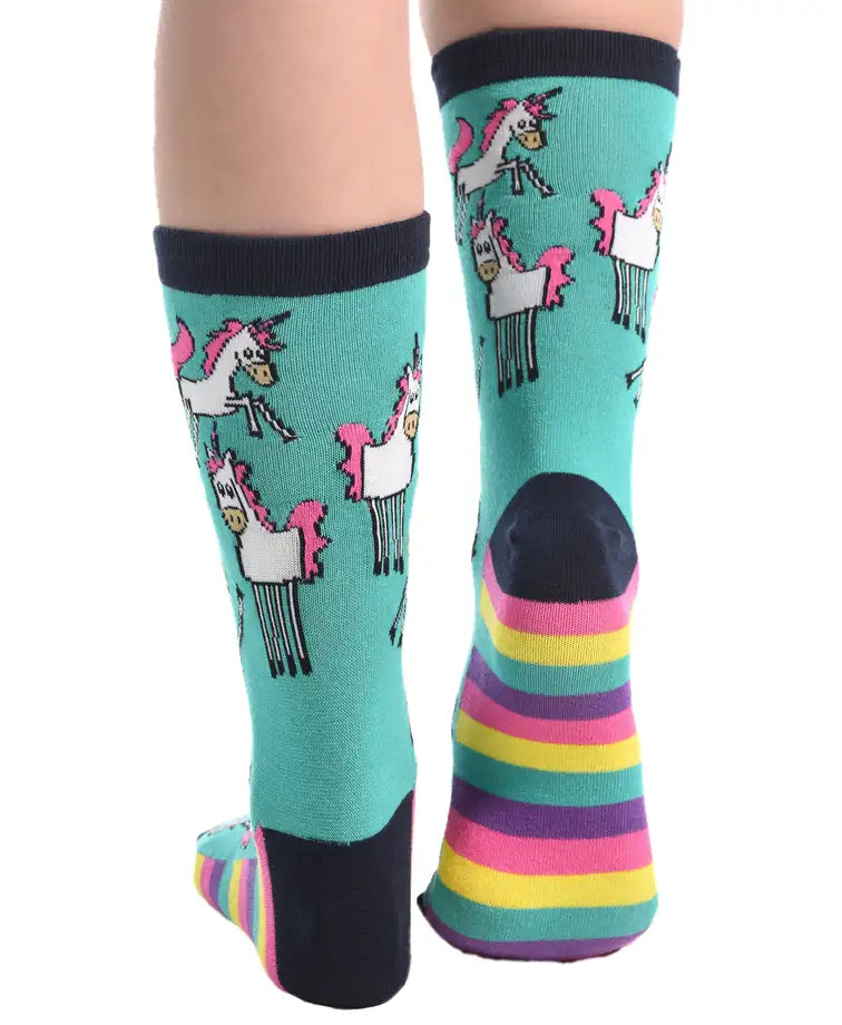 Lazy One - Womens Unicorn Crew Sock 🦄 (One Size 5-10)