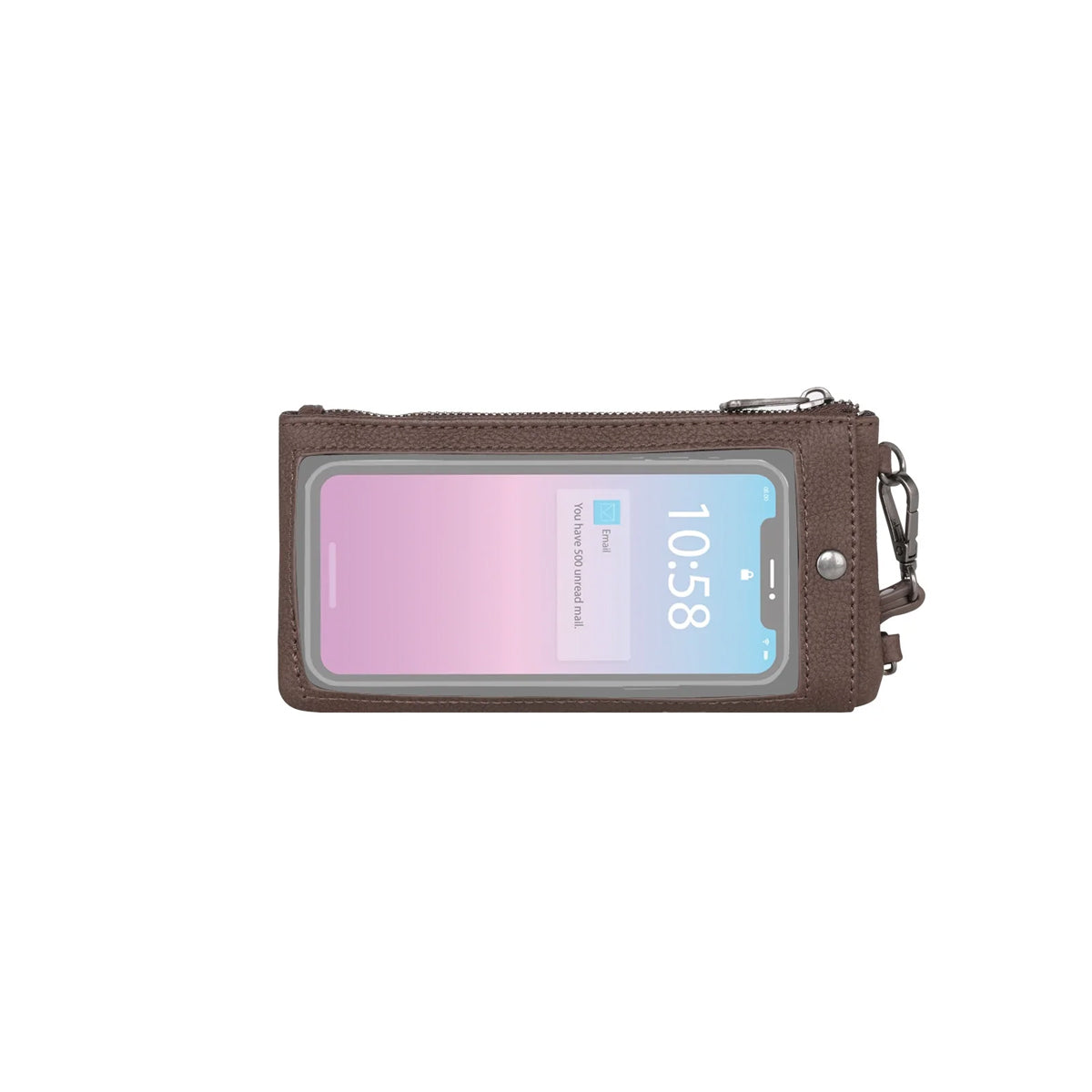 TR153-139 TRINITY RANCH WESTERN PATTERN PHONE WRISTLET/CROSSBODY~COFFEE